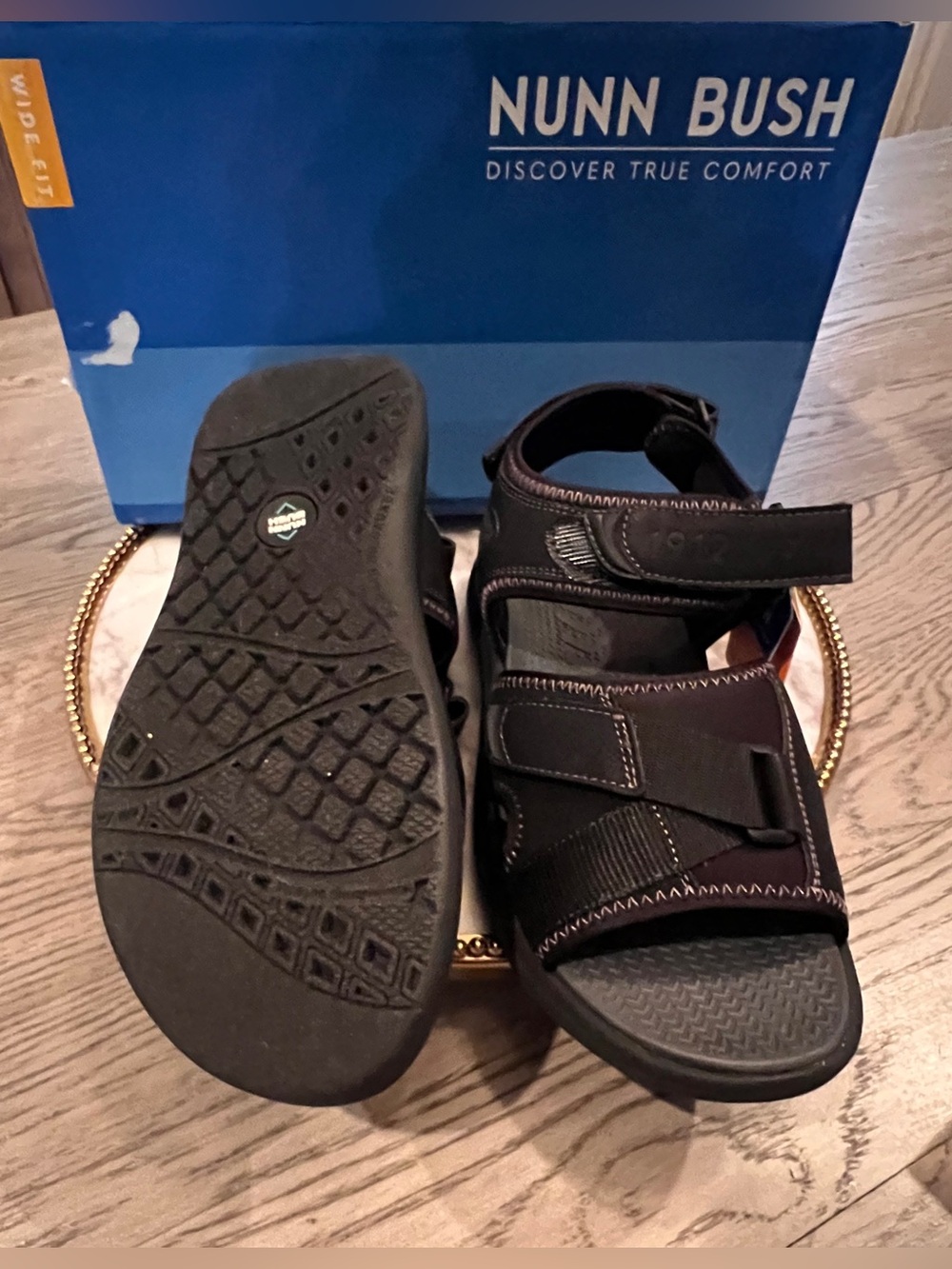 Nunn Bush Men’s Rio Vista Adjustable Strap Black Sandals | SZ. 9W (NWB) - Picture 5 of 7